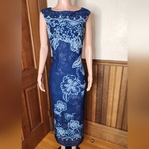 BYER TOO! California 90s Navy Print Mesh Dress M